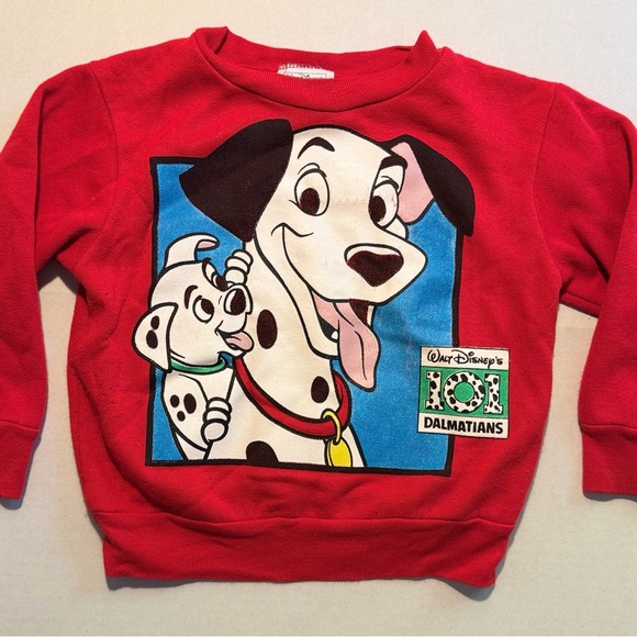 Vintage Disney 101 Dalmatians Sweatshirt Red Size 2 Pongo 90s - Picture 1 of 5